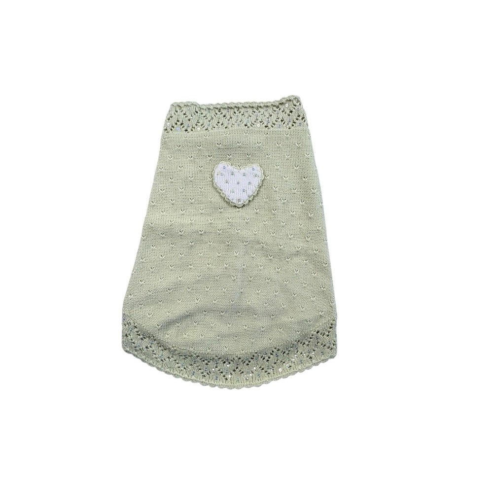 Oscar Newman‎ Green Knit Sequin Dog Sweater Vest Size L